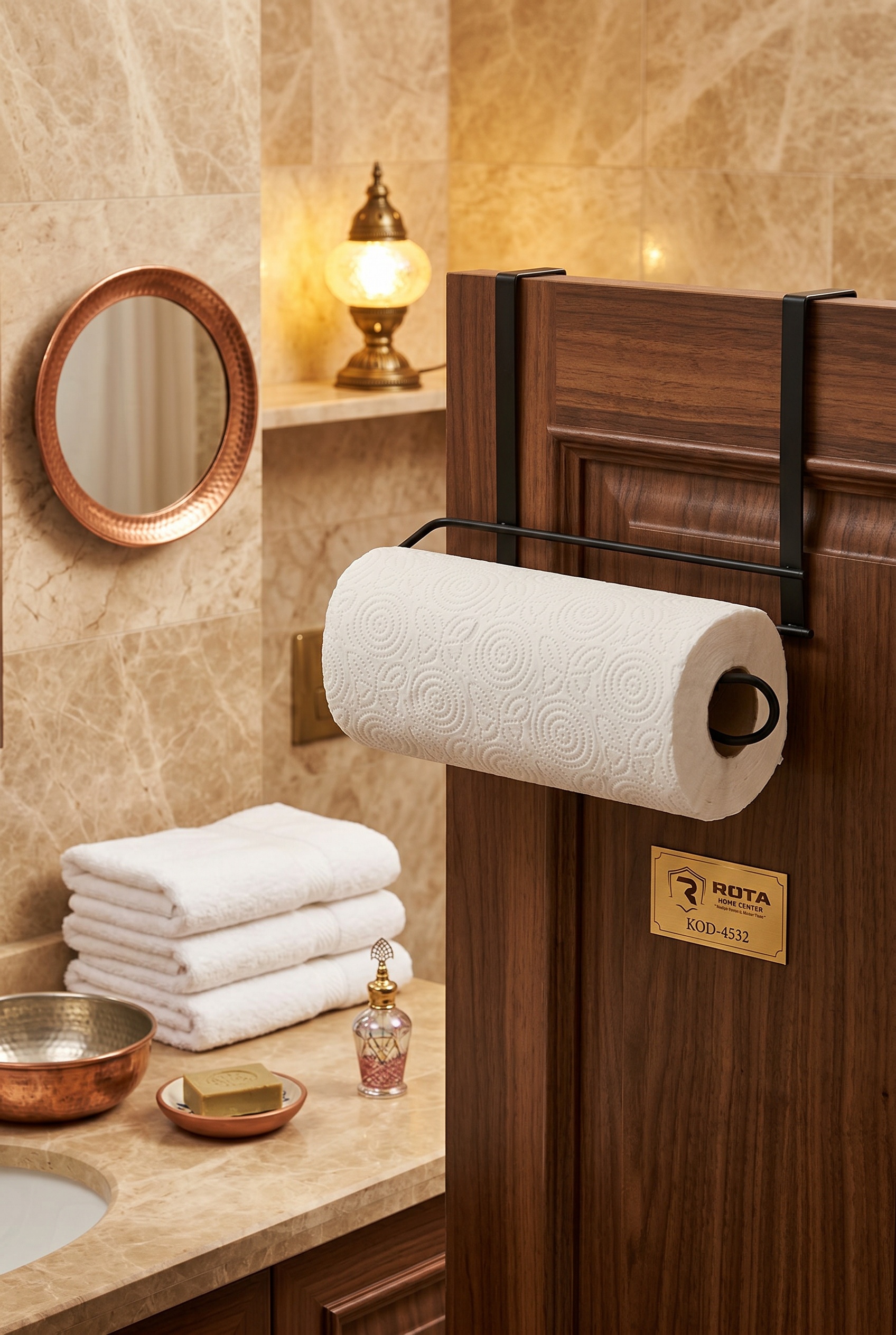 Filora Home Schranktür-Papierhandtuchhalter — in einem türkischen Badezimmer