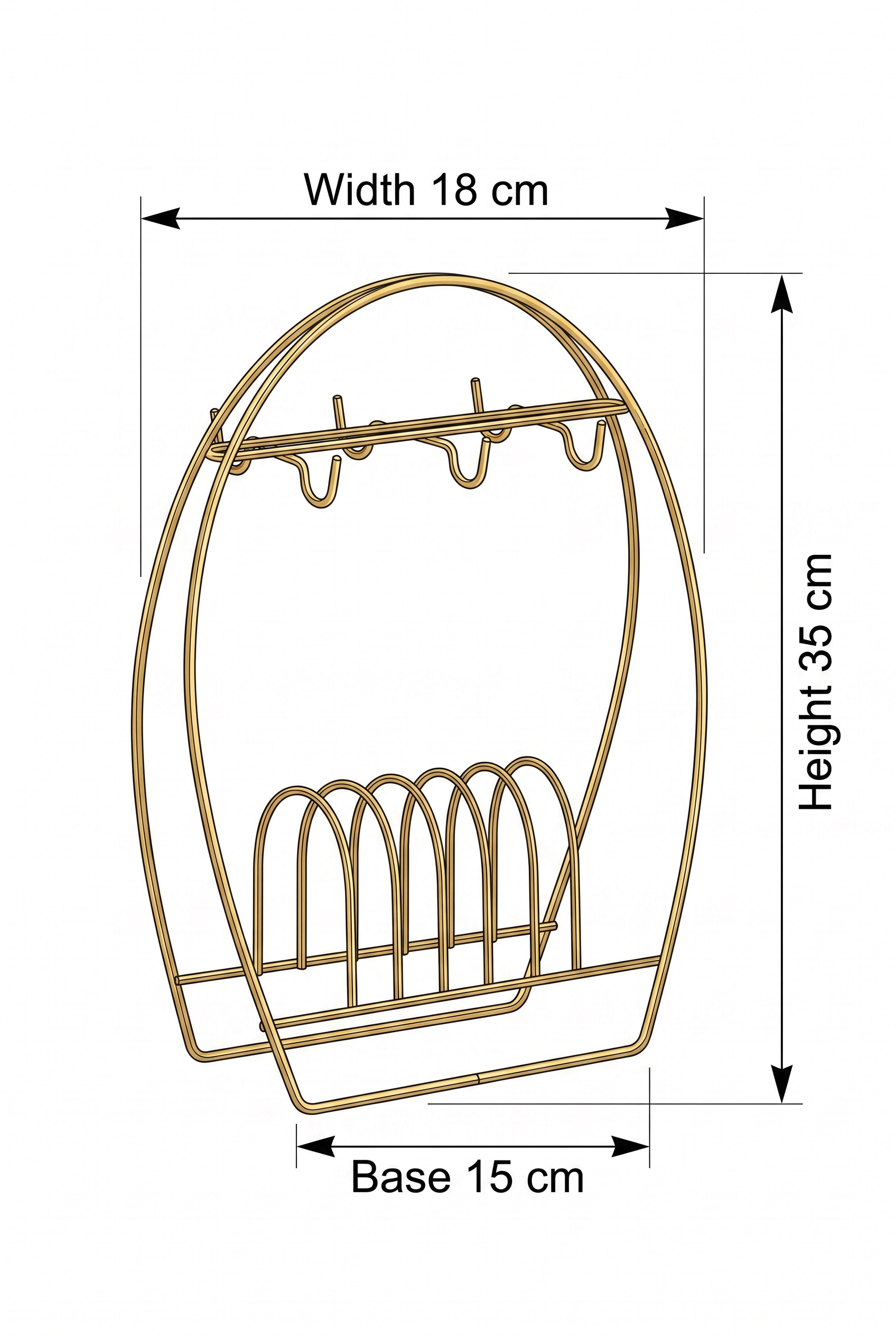Filora Home Kaffeetassenständer — Produktabmessungen und Maße
