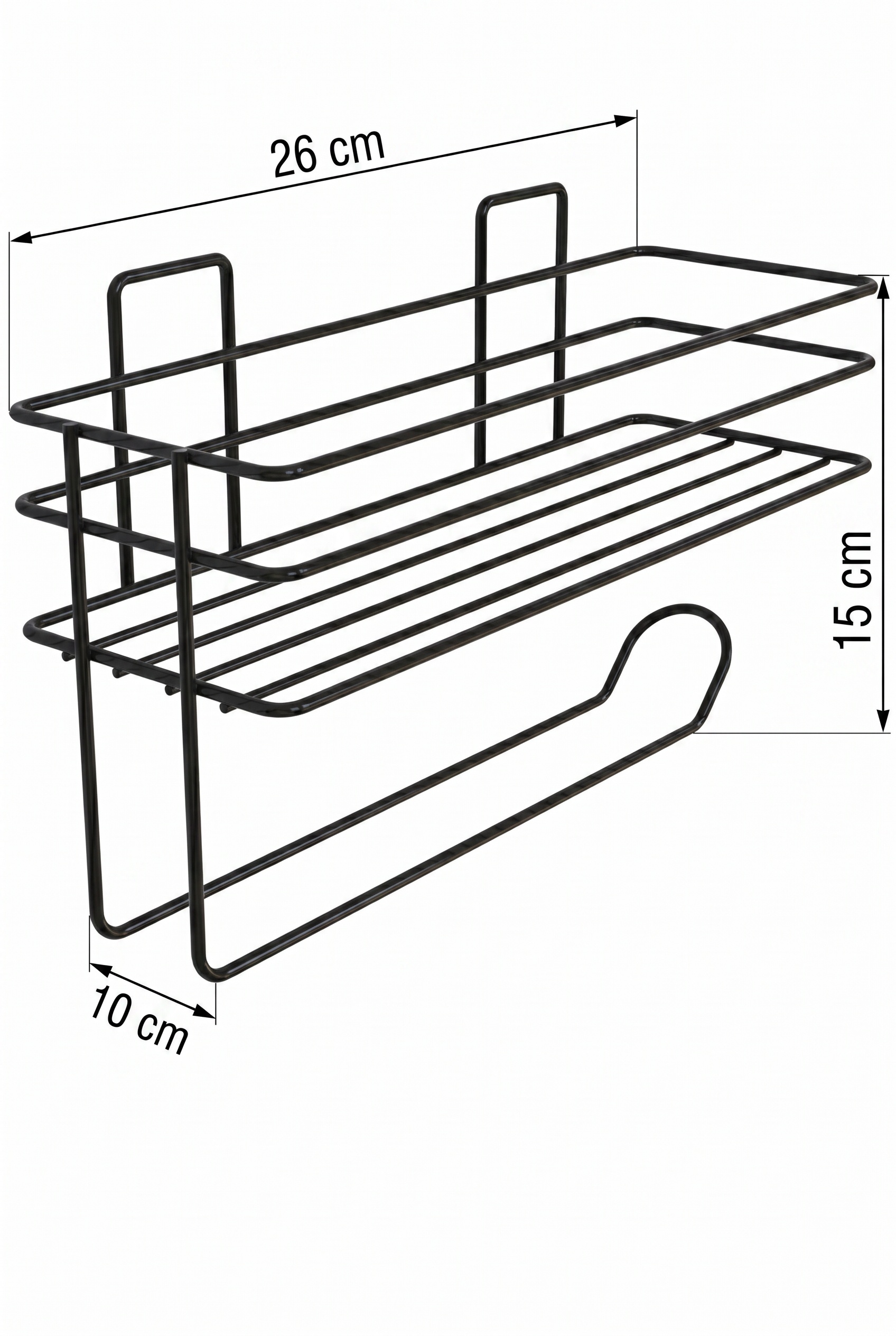 Filora Home Regal Rechteckiger Papierhandtuchhalter — Produktabmessungen und Maße