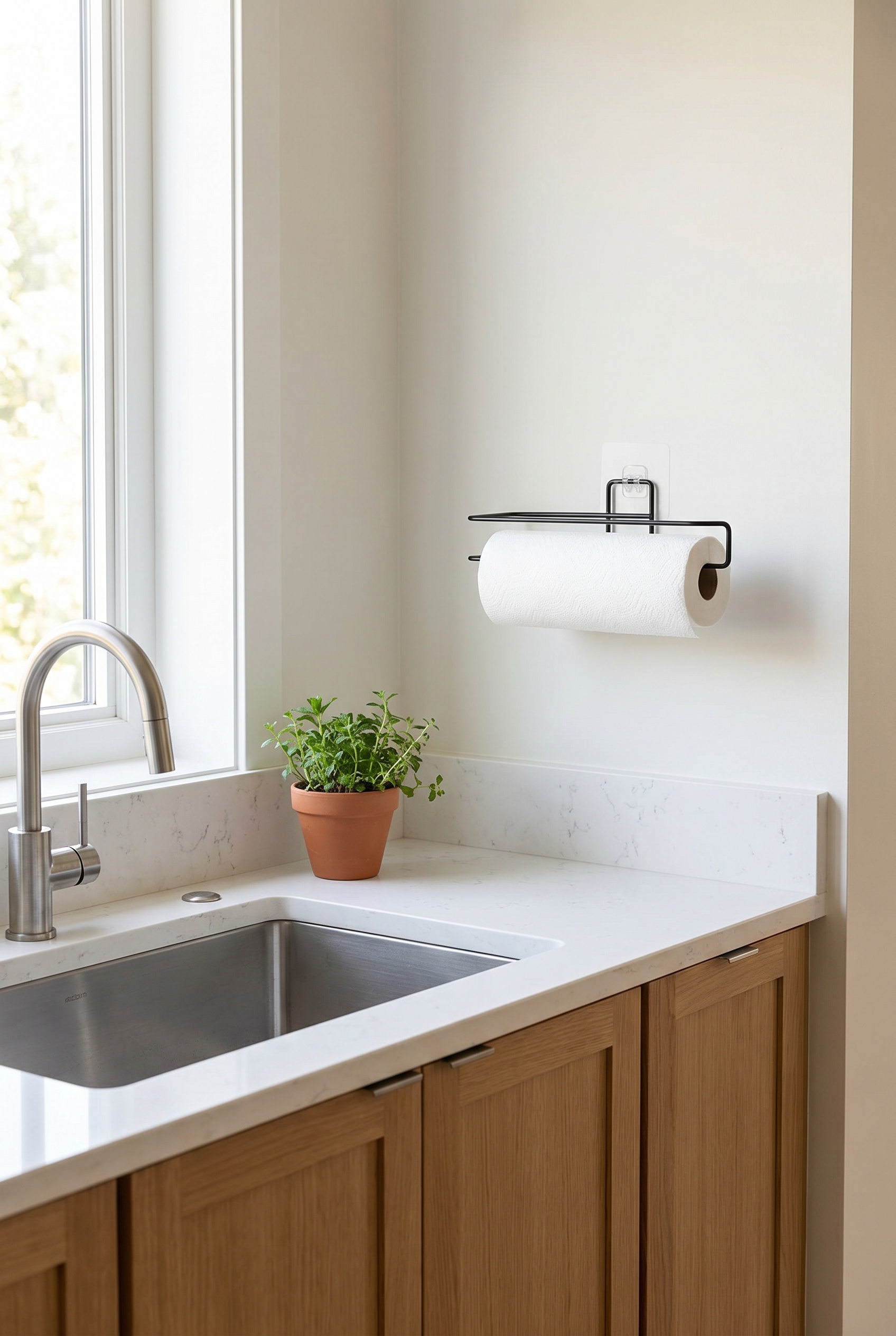 Filora Home Einzelner Papierhandtuchhalter — in einer modernen skandinavischen Küche